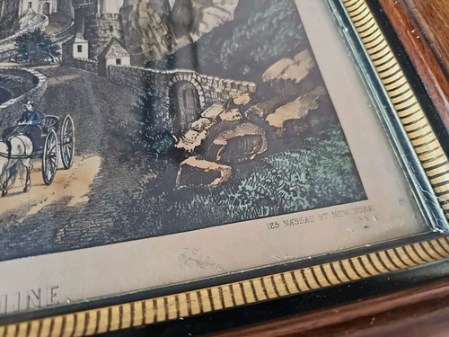 Currier & Ives View On The Rhine Orig. Lithograph Antique Framed Art Print - Picture 2 of 24