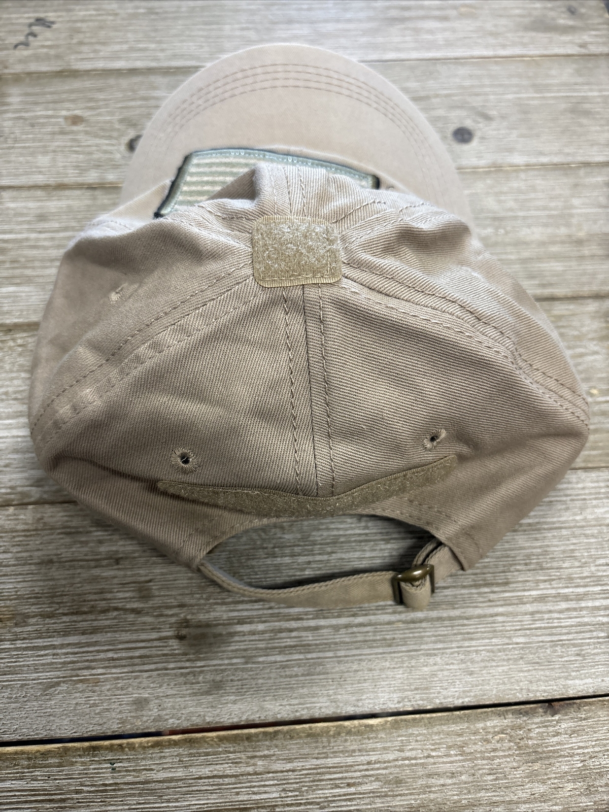 Tan Adjustable Hook and Loop Baseball Hat with Am… - image 2