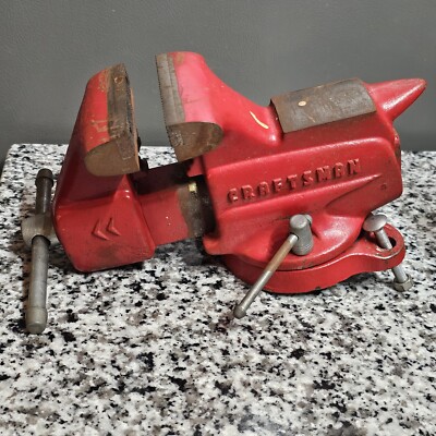 Vintage Red USA Craftsman Bench Anvil Vise #506-51801 w/ 3.5