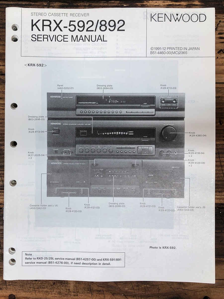 Kenwood KRX-592 KRX-892 Receiver Service Manual *Original* | eBay