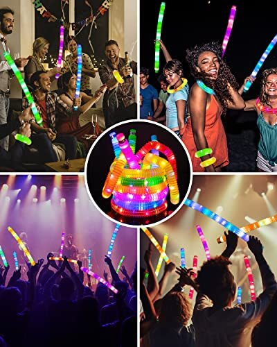 15 Pcs Party Favors for Kids 8-12 Glow Sticks Light Up Pop Tubes Toys for Kid