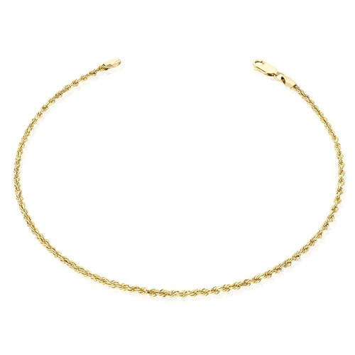 Solid 10K Real Gold 1.3mm-2mm Diamond-Cut Rope Anklet 10" - Picture 3 of 5
