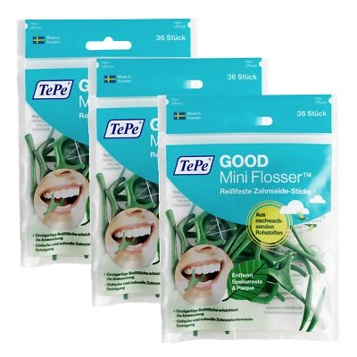 3er Set TePe GOOD Miniflosser, Zahnseidenhalter, Zahnseide (3x36)