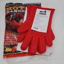 Hot Hands Heat Safe Non- Slip 2 Cooking Gloves Silicone OnTel 5 Finger Flexible 