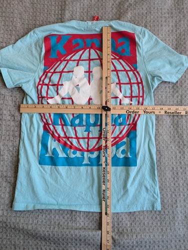 Kappa Shirt Adult Small Baby Blue Double Sided Globe Graphic Crew Neck - Picture 10 of 10