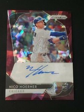 2020 Panini Prizm Baseball Nico Hoerner Autograph 14/25 Burgundy Cracked Ice 