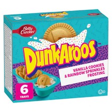 Betty Crocker DunkAroos, Vanilla Cookies with Rainbow Sprinkle Frosting, 6 x 28g