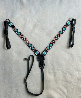 Martin Saddlery Western Premium Leather Equestrian Bead Headstall, Breast Collar