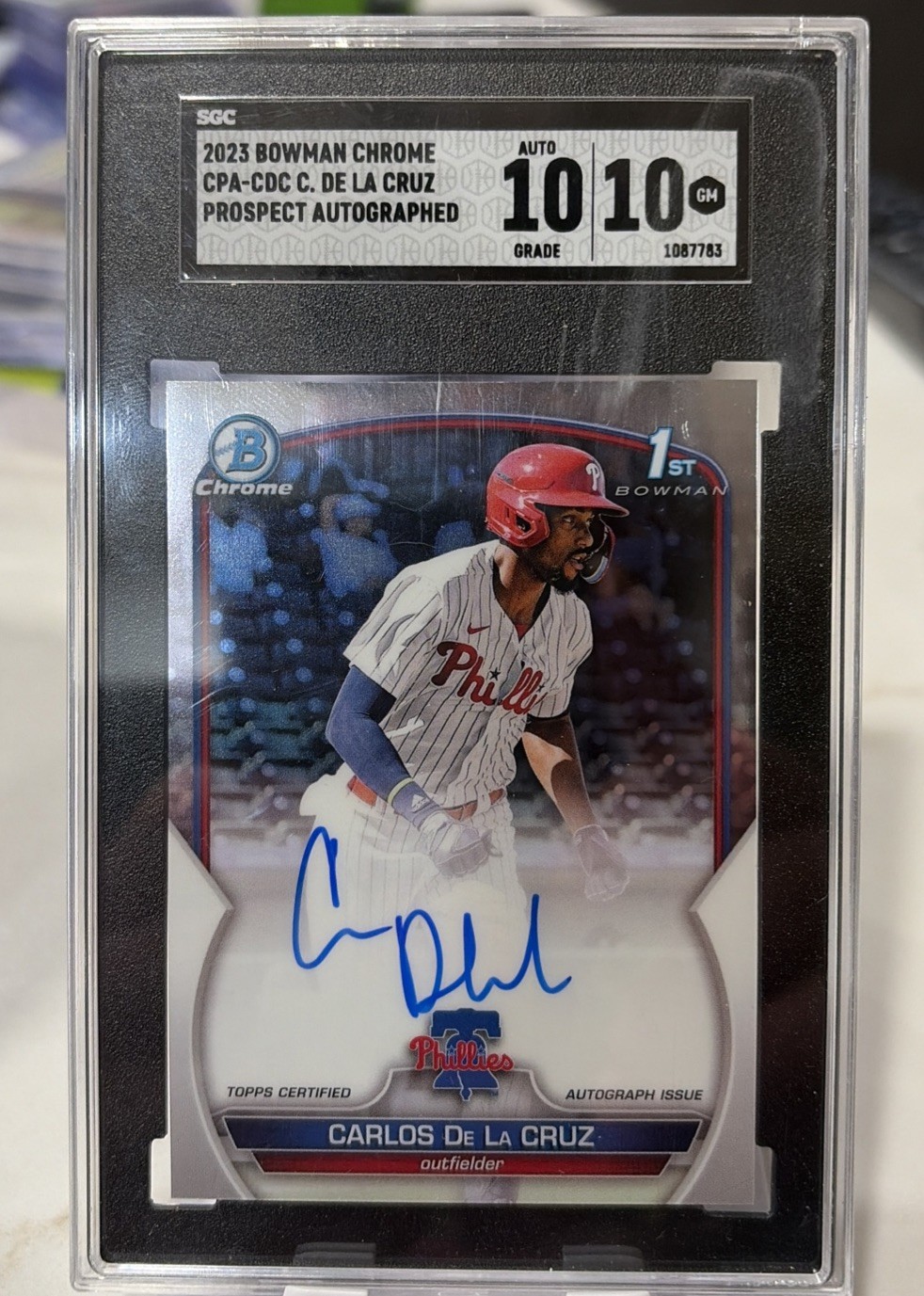 2023 Bowman Chrome Carlos De La Cruz 1st Prospect Auto #CPA-CDC SGC 10 / 10