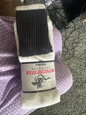 NEW Winchester Thermal Tube Socks, GRAY & BLACK, 3 Pairs Size: 10-13 -USA MADE