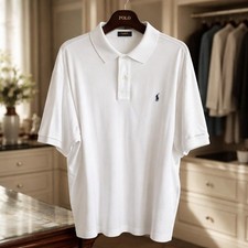 Polo Ralph Lauren Mens 2XB/2TG White Big Tall Y2K Classic Fit Cotton Polo Shirt