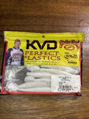 Strike King KVD Perfect Plastic Fishing Lures Swim N Caffeine Shad 7 Pack Pearl