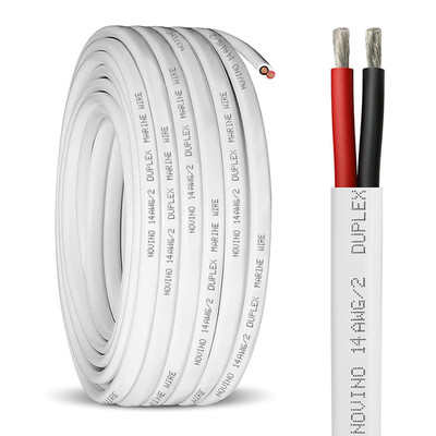 14 Gauge Marine Wire,14 AWG 30Ft 14/2 Duplex Marine Grade Wire,Tinned Copper Oxy