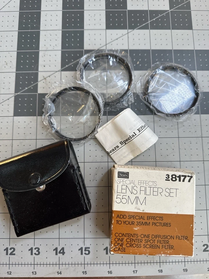 Sears 55mm 38177 Lens Filter Set Japan Diffusion Spot Cross + Case - Image 2 of 3