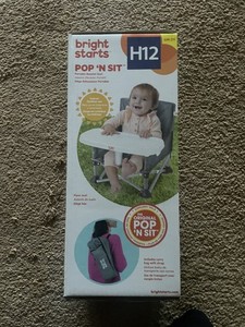 Bright Starts Pop ‘N Sit Portable Booster Seat 6M - 3Y. Gray 