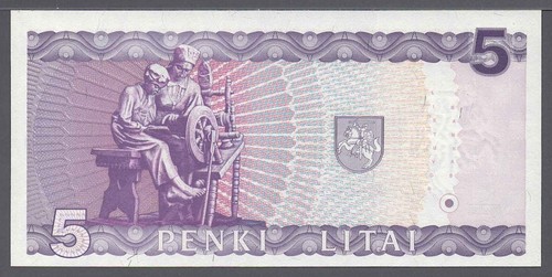 Lithuania 1993 - 5 Litai P-55 GEM UNC - Picture 2 of 2
