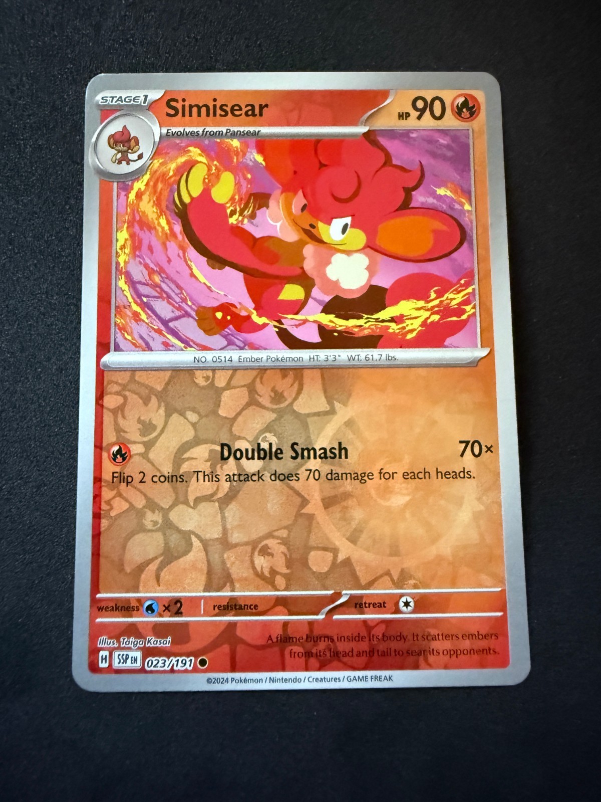 Simisear [Reverse Holo] #23 Pokemon Surging Sparks
