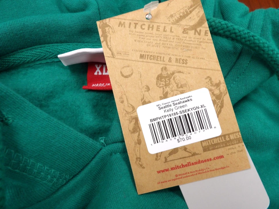 MITCHELL & NESS NFL SEATTLE SEAHAWKS GREEN HOODED SWEATSHIRT SIZE XL $70 - Image 3 of 4