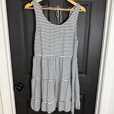 H&M Divided Blue/White Striped Sleeveless Mini Dress size 14 Ruffle
