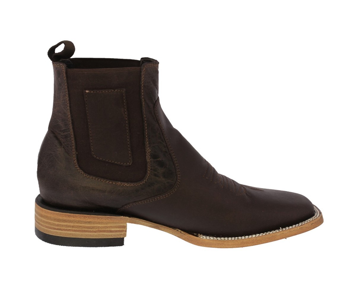 Mens Black Chelsea 10 Boots Ankle Nubuck Leather Rodeo Wear Botas Vaquero Rancho Mens Brown Chelsea Mid Boots Smooth Classic Leather Rodeo  main image 4