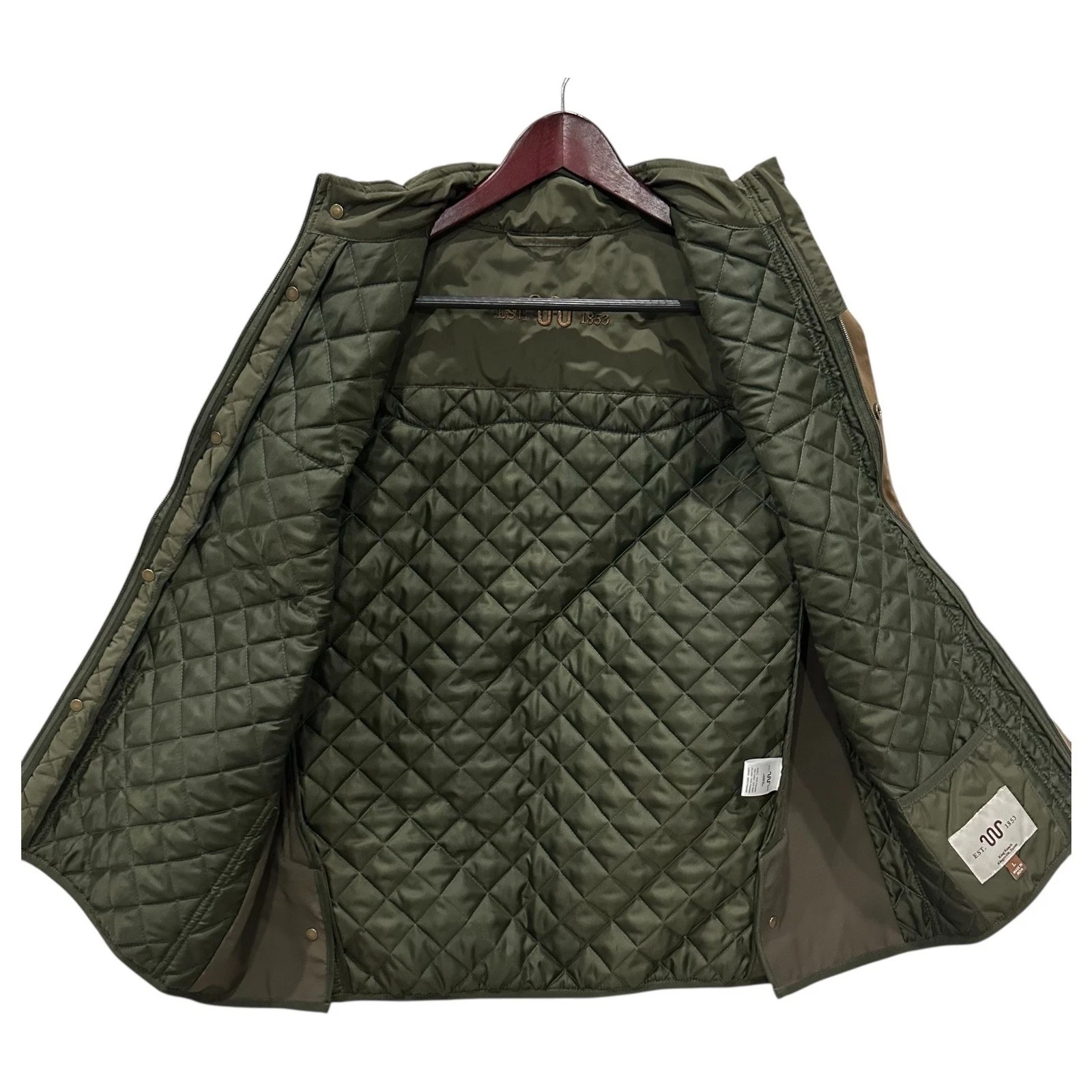 King Ranch Mens Quilted Vest Olive Green Brown Large Diamond Full Zip western image 3