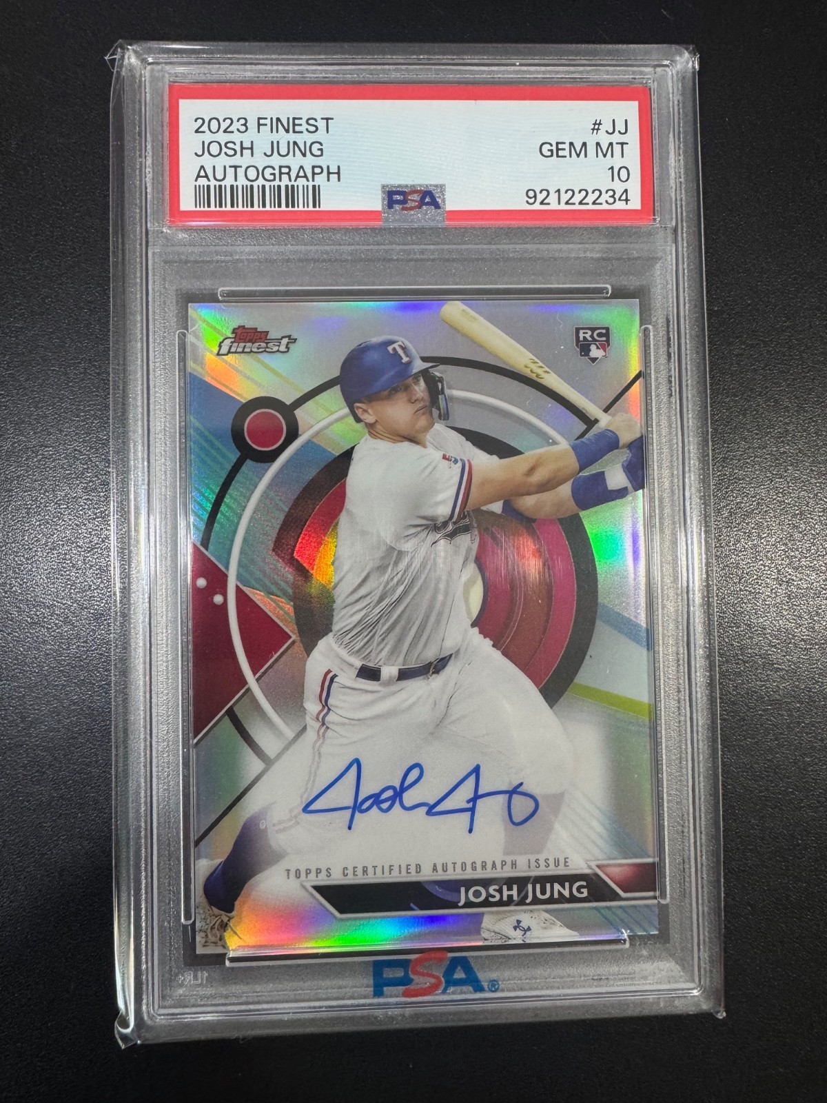 2023 Topps Finest Baseball Josh Jung #FA-JJ AUTO RC PSA 10 GEM MINT Rangers