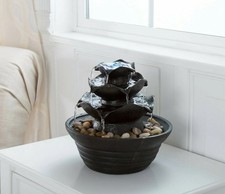 Tabletop Electric Water Fountain 3 Tier Cascading Indoor Waterfall w/ LED Light