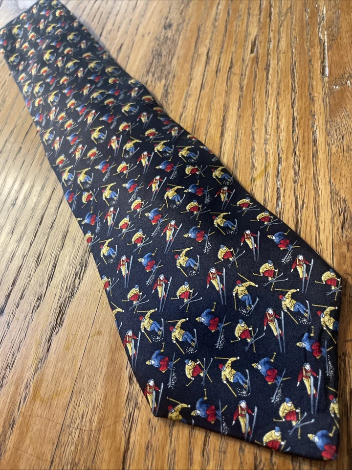 Vintage EUC Museum Artifacts Tiny Ski Jumpers Silk Tie Necktie USA Hand Made - Image 2 of 4