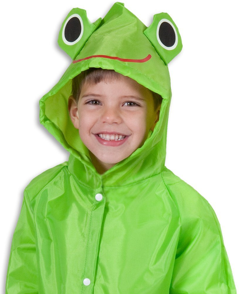 Cloudnine Kids Froggy Raincoat for Ages 5-12 One Size Waterproof Hooded Coat