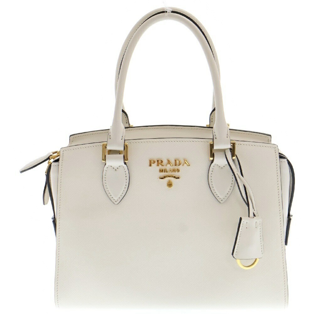 Prada Size - Saffiano 2Way Handbag Shoulder Bag White Gold