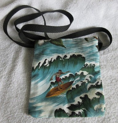 Made in Hawaii by Local Design **  Surfboarder Guy ** Crossbody 2-zipped pockets