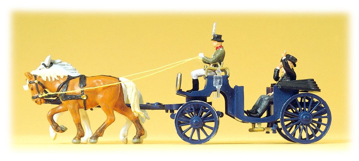 Prominent Persons in Horse Drawn Carriage Figure Set Preiser 24606