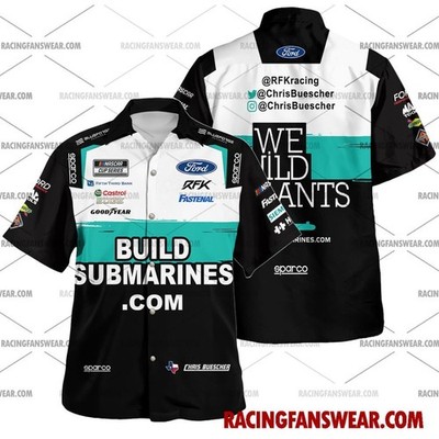Chris Buescher Nascar Racing 2024 Uniform Apparel Clothes Hawaiian Polo Shirts
