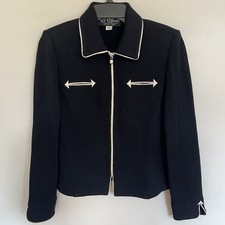St. John Collection By Marie Gray Full Zip Black Jacket Blazer Size 4 Made In US