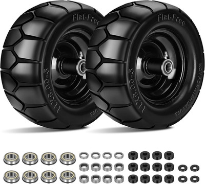 11X6.00-5 Flat Free Tire,2 Pack 11X6.00-5 Tires for Zero Turn Mower with 3/4 & 5