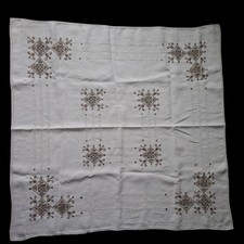 Vintage Madeira Cutwork bestickt Leinen Tischdecke Tischdecke 30" Cottagecore