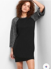 NWOT GAP Tall Large Women Raglan Black Gray Bell Sleeve T-shirt Dress