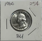 1964 Washington Silver Quarter 25C BU - US Silver Coin