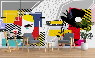 3D Portraits Doodle Wall Murals Wallpaper Murals Wall Sticker