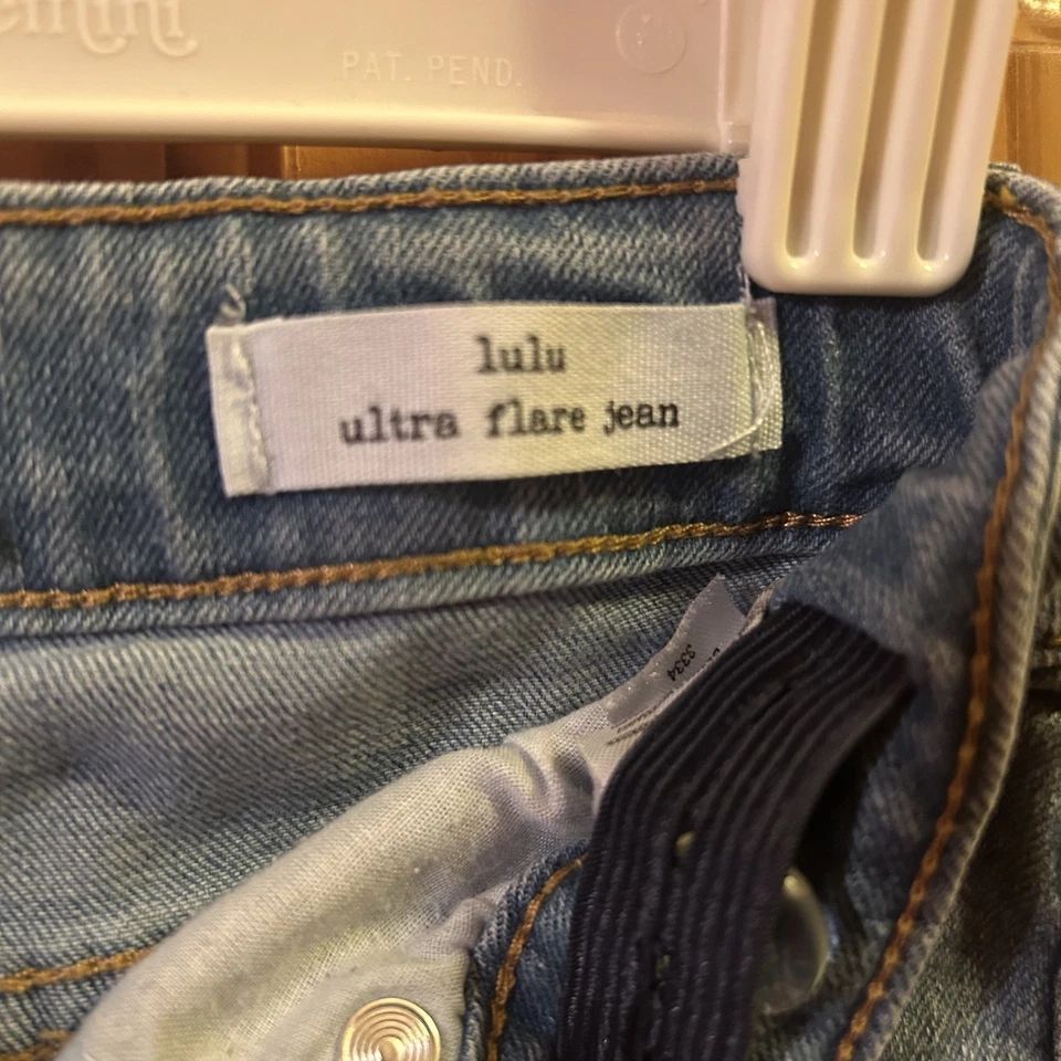 Jessica Simpson Lulu Ultra Flare Distressed Button Fly Jeans Kids Size 8 - Image 4 of 4