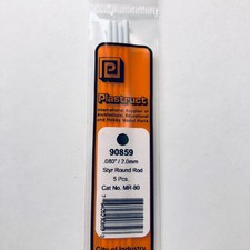 Plastruct 90859 Styrene Round Rod 0.080"x 10" 5 