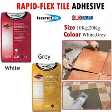 10/20kg Rapid-Flex Tile Adhesive Rapid Setting Floor Wall Ceramic - White & Grey