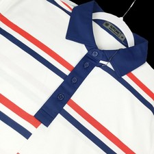 NEW G/Fore Polo Shirt Men's M Red White Blue Striped USA Patriotic Performance
