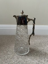 Vintage Victorian Cut Glass Claret Jug Silver