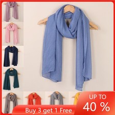 Women Crinkle Scarf Muslim Long Hijab Headscarf Wrap Shawl Turban Stole 180 80cm