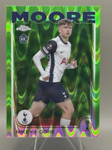 Mikey Moore Tottenham 2024-25 Topps Chrome Neon Green RayWave Refractor /125 RC
