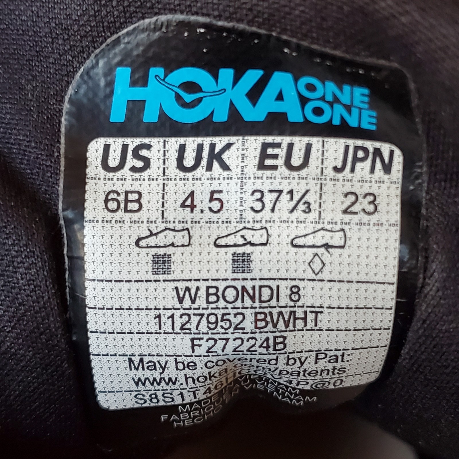 Hoka One One Bondi 8 Shoes Women 6 Black White Running Sneakers 1127952 thumbnail 12