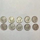 Mercury Dimes Lot of 10 Silver Circulated, mixed dates