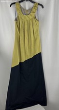Vera Wang Women's Lavender Label Chartreuse Navy Halter Neck Dress Size 4