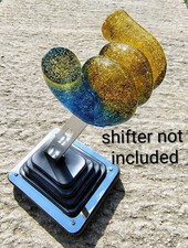 Twisted Good Grip Gear Shift Knob 38-16 Thread. Metal Flake Gold Blue Hot Rod